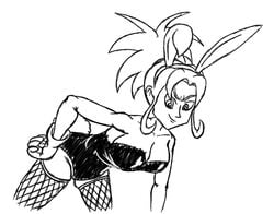 animal_ears big_breasts black_and_white breasts bunny_ears bunny_girl bunny_tail bunnysuit fake_animal_ears female leaning_forward long_hair looking_at_viewer mario_(series) nintendo ponytail tied_hair vanessa_(warioware) wario_(series) warioware wildswingding