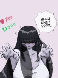 2d big_breasts big_titties black_hair breasts curvaceous curvaceous_female curvaceous_figure curvy curvy_figure curvy_hips female female_focus ghost_girl grey_skin long_hair looking_at_viewer penis_shadow rubber rukiarts77 sadako_yamamura yamamura_sadako