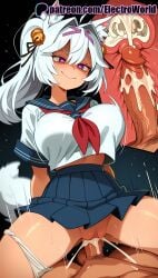 1boy 1girls 2025 ai_generated animal_ears artist_name bell blue_sailor_collar blush breasts breasts breasts bust cervix chest clit clitoral_hood clitoris clothed_female_nude_male clothed_sex cock cowgirl_position cowgirl_position cross_section cum cum_in_pussy deep_penetration dick ejaculation electroworld exposed_clitoris exposed_pussy female filian_(vtuber) fucking hair_bell hair_ornament happy_sex hi_res high_quality high_resolution highres impregnation intercourse internal_cumshot jingle_bell juicy_pussy long_hair love_making motion_lines nude orgasm overflow panties panties_around_one_leg patreon patreon_username penetration penis pussy reverse_cowgirl_position riding sailor_collar school_uniform serafuku sex sexual_intercourse skirt smile solo_focus stable_diffusion straddling straight tight_pussy uncensored underwear uterus vagina vaginal_penetration veiny_penis virtual_youtuber vtuber watermark white_hair woman_on_top