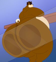 ass_bigger_than_head big_ass big_butt cinna_(megacoolbear) fat fat_ass fat_butt fat_male looking_down megacoolbear_(artist) overweight overweight_male sitting sitting_on_glass