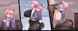 1girls ash_catt astolfo_(fate) big_ass big_breasts bigger_female breasts breasts_bigger_than_head cucked_by_femboy cucked_by_friend cuckold duo fate_(series) female femboy femboy_on_female huge_balls imminent_fellatio inminent_sex large_breasts large_penis male masturbation mature micro_male ntr pink_hair seductive seductive_look straight text