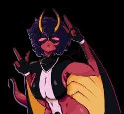 ben_10 big_breasts big_titties black_hair chaquetrix character_request curvaceous curvaceous_female curvaceous_figure curvy curvy_figure female female_focus female_only looking_at_viewer red_skin rukiarts77 short_hair wings