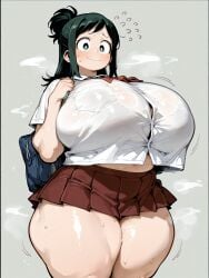 1girls absurd_res ai_generated big_breasts blush boku_no_hero_academia breasts breasts_bigger_than_head busty clothed clothing curvaceous curvy curvy_female curvy_figure eyebrows eyelashes female female_focus female_only glistening glistening_body green_eyes green_hair hi_res hourglass_figure huge_breasts inko_midoriya light-skinned_female light_skin looking_at_viewer mature_female milf motion_lines my_hero_academia oatmealdood older_female plump slightly_chubby solo sweat sweatdrop sweating sweaty thick_thighs twitter_link uniform voluptuous voluptuous_female wide_hips
