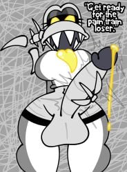 anthro big_penis bodily_fluids bone bones_(skeletonhearts) colored_cum cum dialogue eyelashes fish_bone_(mario) futanari genital_fluids genitals herm hi_res huge_cock intersex looking_at_viewer looking_down looking_down_at_viewer mario_bros mario_kart mario_kart_world nintendo penis skeleton skeletonhearts solo threatening_words tongue tongue_out unusual_bodily_fluids unusual_cum unusual_genital_fluids yellow_cum yellow_eyes yellow_tongue