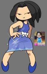 1futa black_eyes black_hair blue_dress blue_heels blue_shoes color futa_only futanari gender_request grey_background hihi_(vilepluff) ineffective_clothing light-skinned_futa light_skin looking_at_viewer mob_face nintendo no_sex penis_visible_through_clothing posing ribbon_around_waist screencap_inset shiny_clothes simple_background smiling smiling_at_viewer solid_color_background sparkles transparent_clothing vilepluff wii_party