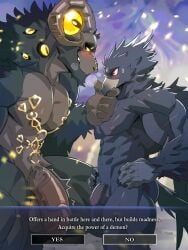 absurd_res anthro ashendawger avian barazoku big_muscles big_pecs big_penis bird black_body black_fur blush bovid caprine corvid corvus_(genus) crow duo elden_ring_nightreign english_text erection eye_contact foreskin fur genitals goat guardian_(nightreign) hi_res humanoid_genitalia humanoid_penis interspecies libra_creature_of_night looking_at_another male male/male mammal muscular muscular_anthro muscular_male nipples nude_male oscine passerine pecs penis penis_size_difference scar scars_all_over size_difference text text_box vein veiny_penis yellow_eyes