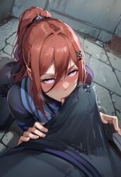 ai_assisted ai_generated blue_lock bulge bulge_on_face bulge_worship civitai erection_under_clothes femboy hyoma_chigiri licking licking_penis