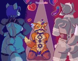 animated anthro apron ass bisexual bondage bound canid canine canis clothing digital_media_(artwork) female fox fox_mccloud gag gagged group krystal krystal_(star_fox) lingerie male mammal nintendo pixel_(artwork) pixel_animation star_fox submissive_male tail tail_motion tailwag trio verephelle wolf wolf_o'donnell