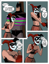 1boy 1girls batman batman:_the_animated_series batman_(series) breasts comic dc_comics dcau dialogue erect_penis erection erection_under_clothes female fool_me_once grabbing_penis great_scott harley_quinn harley_quinn_(classic) lingerie male penis see-through_clothing sharpie_(artist) speech_bubble straight the_new_batman_adventures visible_nipples