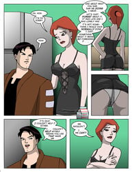 1boy 1girls batman_(series) batman_beyond comic dc_comics dcau dialogue female forbidden_affairs_2 implied_incest male mary_mcginnis milf mother_and_son panties red_hair sharpie_(artist) speech_bubble terry_mcginnis wet_panties