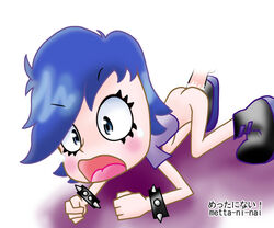 blue_hair cartoon_network female footwear hi_hi_puffy_amiyumi human male metta-ni-nai metta_ni_nai pale_skin partial_male white_background wristwear yumi_yoshimura