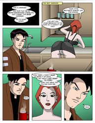 1boy 1girls batman_(series) batman_beyond comic dc_comics dcau dialogue female forbidden_affairs_2 male mary_mcginnis milf mother_and_son panties red_hair sharpie_(artist) speech_bubble terry_mcginnis