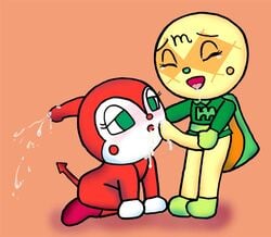 2futas anpanman bottomless cum cum_drip cumshot dokin-chan erection flat_chest futa_on_futa futa_only futa_sans_balls futanari hands-free intersex large_penis melonpanna nude penis tagme