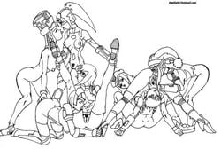 6+girls 7girls android black_and_white breasts elenor_camuel female fomarl fonewearl hucaseal hunewearl kyle_twilight open_mouth phantasy_star phantasy_star_online pussy racaseal ramarl rico_tyrell robot_girl sega spread_legs vagina yuri