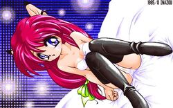 1995 animal_ears blue_eyes bra dated fal_(phantasy_star_iv) inazou panties phantasy_star phantasy_star_iv pink_hair rika_ashley sega sheets tagme