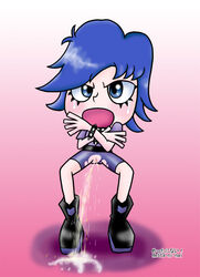 cartoon_network gradient_background hi_hi_puffy_amiyumi metta-ni-nai metta_ni_nai peeing pink_background watersports white_background yumi_yoshimura