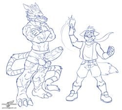 anthro balls canine card digimon digivice eyewear fox fur furry goggles male male_only muscles penis standing uncut underwear weregarurumon wolfblade