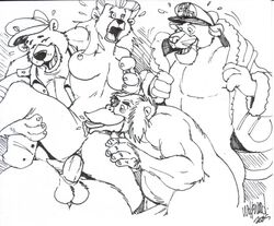 anthro baloo bear disney female fur furry louie male male/female mammal monochrome nipples rebecca_cunningham straight talespin wildcat_(talespin) wolfwood