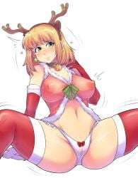 breasts christmas_outfit cornet_espoir large_breasts nippon_ichi_software panties pinkkoffin rhapsody:_a_musical_adventure see-through see-through_clothing see-through_top spread_legs thick_thighs thighhighs thighs visible_nipples