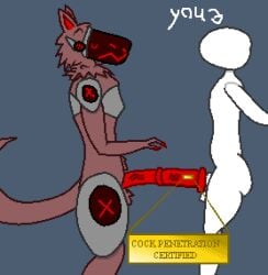 2boys anon balls cock docking flared_penis funny furry gay horsecock male male/male male_only male_penetrated medial_ring protogen red_fur red_penis red_visor suiyo_(yakuman_player) tail urethral_insertion urethral_penetration viewer yakuman_player_(artist)