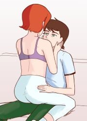 aionarap ass ben_10 ben_tennyson bra cousin cousins face_to_face foreplay fully_clothed gwen_tennyson hand_on_hip hands_on_face incest shirt_off sitting_on_lap sitting_on_person small_ass teenager teenager_on_teenager tight_ass tights topless