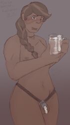 chastity_cage coffee cum_in_container date_everything futanari kopi_(date_everything) powderfish solo_female trans_woman transgender