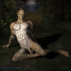 anthro balls cheeta clothing erection feline fur hi_res male mammal nipples nude penis simple_background smile solo white_fur