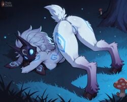 ai_assisted ai_generated anthro anthro_female anus_peek ass ass_up before_sex blue_nipples blue_pussy body_markings caprine crossed_arms digitigrade female female_anthro female_only fireflies forest fur furry goat goat_girl goat_tail hooves inviting inviting_to_sex kindred lamb_(league_of_legends) league_of_legends looking_at_viewer looking_back lop_ears mammal mammal_humanoid mask masked masked_female medium_breasts night nipples on_glass on_ground presenting presenting_hindquarters presenting_pussy protokebab pussy pussy_juice scut_tail thick_thighs top-down_bottom-up unguligrade white_fur white_hair
