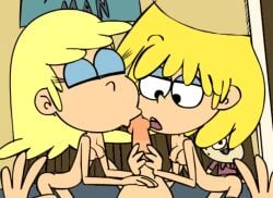 2girls animated blowjob collaborative_fellatio leni_loud lori_loud minus8 pov sound tagme the_loud_house video