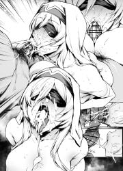 1boy 1girls areolae big_ass big_breasts big_butt big_nipples big_penis big_thighs black_blindfold blind blindfold blonde_hair breasts cum cum_overflow dress faceless_male female female goblin_slayer goblin_slayer! huge_ass huge_belly huge_breasts huge_butt huge_cock large_ass large_breasts large_penis long_hair lying male manly massive_breasts monochrome nipples nude nun penis puffy_nipples sagging_breasts sword_maiden sword_maiden_(goblin_slayer) tagme thighhighs thighs thirty_8ght vaginal_penetration