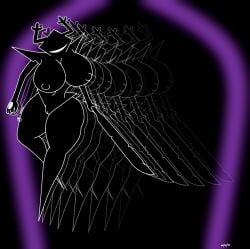 antlers big_breasts breasts deltarune doktorrocker female floating horn huge_breasts humanoid melee_weapon nipples pointy_feet roaring_knight solo sword the_knight_(deltarune) the_roaring_knight undertale_(series) weapon