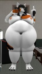 bbw big_breasts breasts cleavage female furry huge_breasts kingofthekabuto nipples overweight queenofthekabuto tagme thick_thighs wide_hips