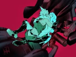 2girls arms_around_neck belt between_legs black_boots black_gloves blonde_hair blush boots breasts clothes_pull cloud_strife cowgirl_position dildo final_fantasy final_fantasy_vii genderswap_(mtf) gloves green_eyes grey_hair highres hug kissing kurdupl long_hair motor_vehicle motorcycle multiple_girls on_motorcycle pants rule_63 scratches sephiroth sex sex_toy shirt_pull short_hair sideboob sleeveless sleeveless_turtleneck slit_pupils spiked_hair strap-on thigh_boots topless_female turtleneck vaginal_penetration yuri
