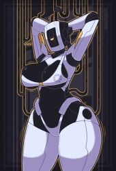 ... 1girls arms_behind_head arms_up big_breasts bikini breasts envylemonade female female_only glados glados_(humanoid) indifferent logo portal_(series) portal_2 robot robot_girl solo solo_female text thick_thighs thighs valve