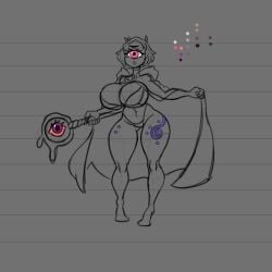 1_eye arsfromnowhere_(artist) big_breasts breasts curvy cyclops cyclops_girl female huge_breasts monster_girl ogre ogre_girl sketch tall tall_female taller_girl wide_hips