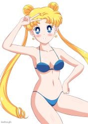 1girls alluring bikini bishoujo_senshi_sailor_moon blonde_hair blue_eyes helltzujih long_hair medium_breasts pin_up usagi_tsukino