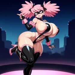 1girls adapted_costume ai_generated areola areolae bare_shoulders big_breasts bimbo bimbo_body bimbo_lips bimbofication bimbofied blush boku_no_hero_academia breasts cameltoe city cityscape collar colored_nails dancing detached_sleeves earrings eye_mask eyemask female hairbow hand_up haneyama_kazuho heart_earrings high_heel_boots high_heels huge_ass huge_breasts leg_up lipstick long_nails looking_at_viewer makeup massive_ass massive_breasts my_hero_academia my_hero_academia:_vigilantes navel night novelai outdoors outside performance pink_eyes pink_hair pop_step seductive seductive_smile skindentation slingshot_swimsuit smile solo solo_female standing standing_on_one_leg stiletto_heels tgm101_(artist) thick_lips thick_thighs thigh_boots thighhighs thin_waist thong twintails waving waving_at_viewer wide_hips