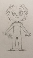 1girls bird_dog canid canine canis cub domestic_dog drawing ella_(giggleland) eyelashes feet flat_chest floppy_ears giggleland hairbow looking_at_viewer naked pussy simple_background sketch small_body tail wagging_tail white_background young younger_female