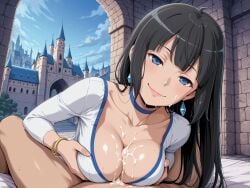 ai_assisted ai_generated cleavage danmachi hestia_(danmachi) paizuri paizuri_under_clothes