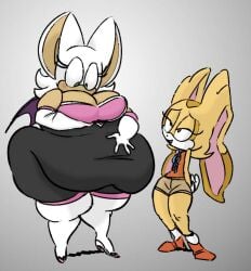aged_up cream_the_rabbit deviant-explorer muffin_top overweight overweight_anthro overweight_female rouge_the_bat sonic_(series) sonic_the_hedgehog_(series) weight_gain