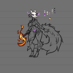 arsfromnowhere_(artist) big_breasts cult monster_girl sketch skull_mask undead wolf wolf_girl