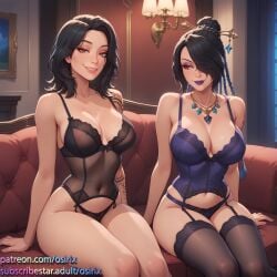 2025 2girls ai ai_generated clair_obscur:_expedition_33 color colored final_fantasy_x lingerie lulu_(final_fantasy) lune_(clair_obscur:_expedition_33) osirix self_upload stable_diffusion uncensored