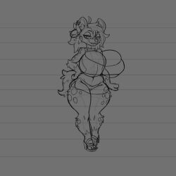 arsfromnowhere_(artist) big_breasts big_butt genesis_(doggod.va) huge_breasts hyena monster_girl sketch