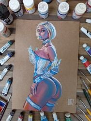 ass ass_focus blonde_female blonde_hair blue_eyes breasts bubble_butt dan_wade dat_ass emma_frost emma_frost_(marvel_rivals) female female_only large_breasts marvel marvel_rivals micro_bikini milf thick_thighs thong thong_leotard tramastudio wide_hips x-men