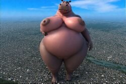 ai_generated bbw dreamworks giantess gloria_the_hippopotamus macro madagascar_(series) perchance_ai