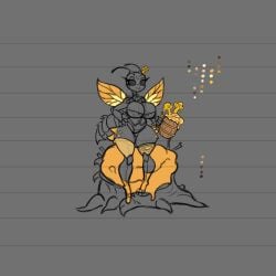 arsfromnowhere_(artist) bee bee_girl big_breasts drunk insect_girl insects monster_girl sketch wide_hips