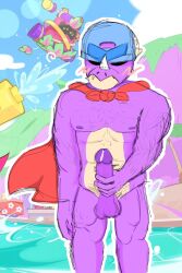 big_penis brawl_stars dinosaur male_only masturbation pierce_(brawl_stars) precum purple_skin purple_tip solo