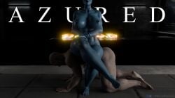 1female 1male 3d 3d_render 4k alien_girl asari black_lipstick blue_skin feet female femdom fire fireplace hard_nipples highres human humanoid large_breasts legs_crossed male mass_effect muscular muscular_male nipples nude nude_female nude_male on_all_fours painted_nails painted_toenails partially_obscured_face russymacalroy sitting_on_person smirk submissive_male tagme text thick_thighs watermark white_male white_skin