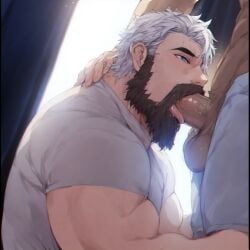 ai_generated beard big_cock big_dick big_penis blowjob blowjob_face blue_eyes closed_eyes cock daddy dick dilf fellatio gay hand_on_neck huge_cock large_cock large_dick large_penis long_cock long_dick long_penis male male_only muscular muscular_male oral oral_sex penis sucking sucking_penis thick_cock thick_dick thick_penis white_hair