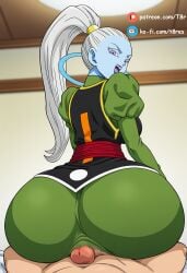 ai_generated ass ass_bigger_than_head ass_focus assjob back_view big_ass buttjob clothed clothing dragon_ball dragon_ball_super dragon_ball_z female looking_at_viewer narrow_waist patreon t8r vados viewed_from_behind wide_hips